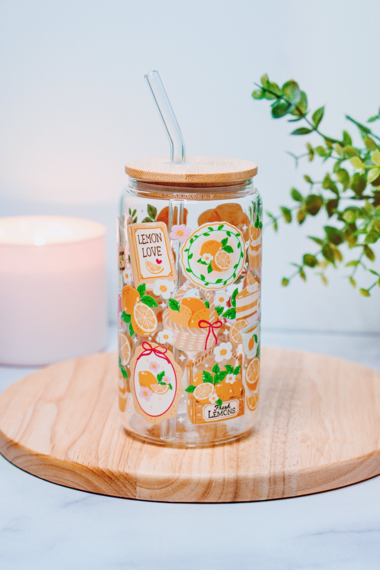 Lemon Love Iced Coffee Glass