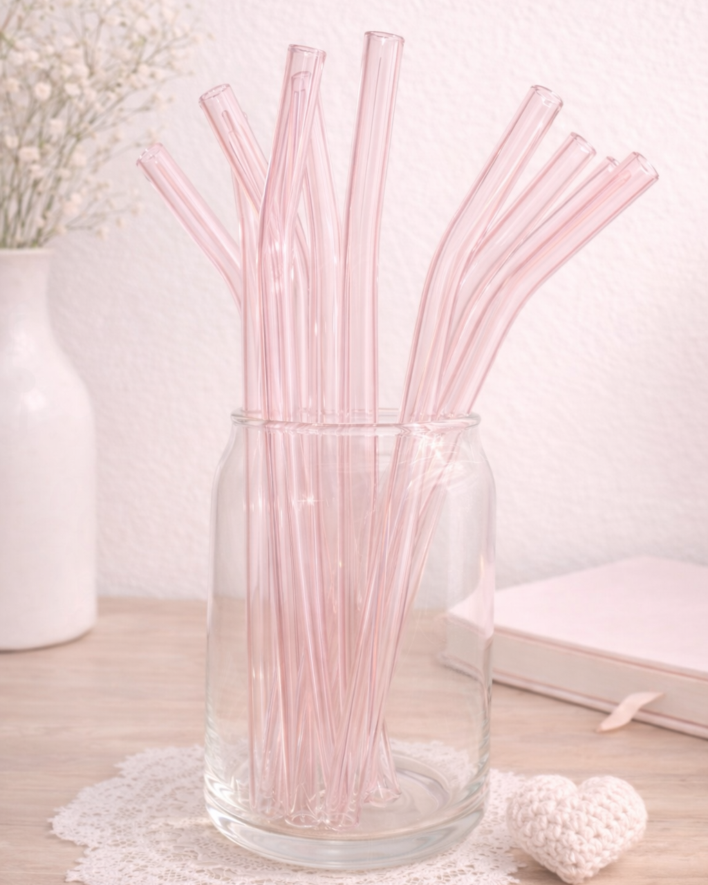 Pink Bent Glass Straw