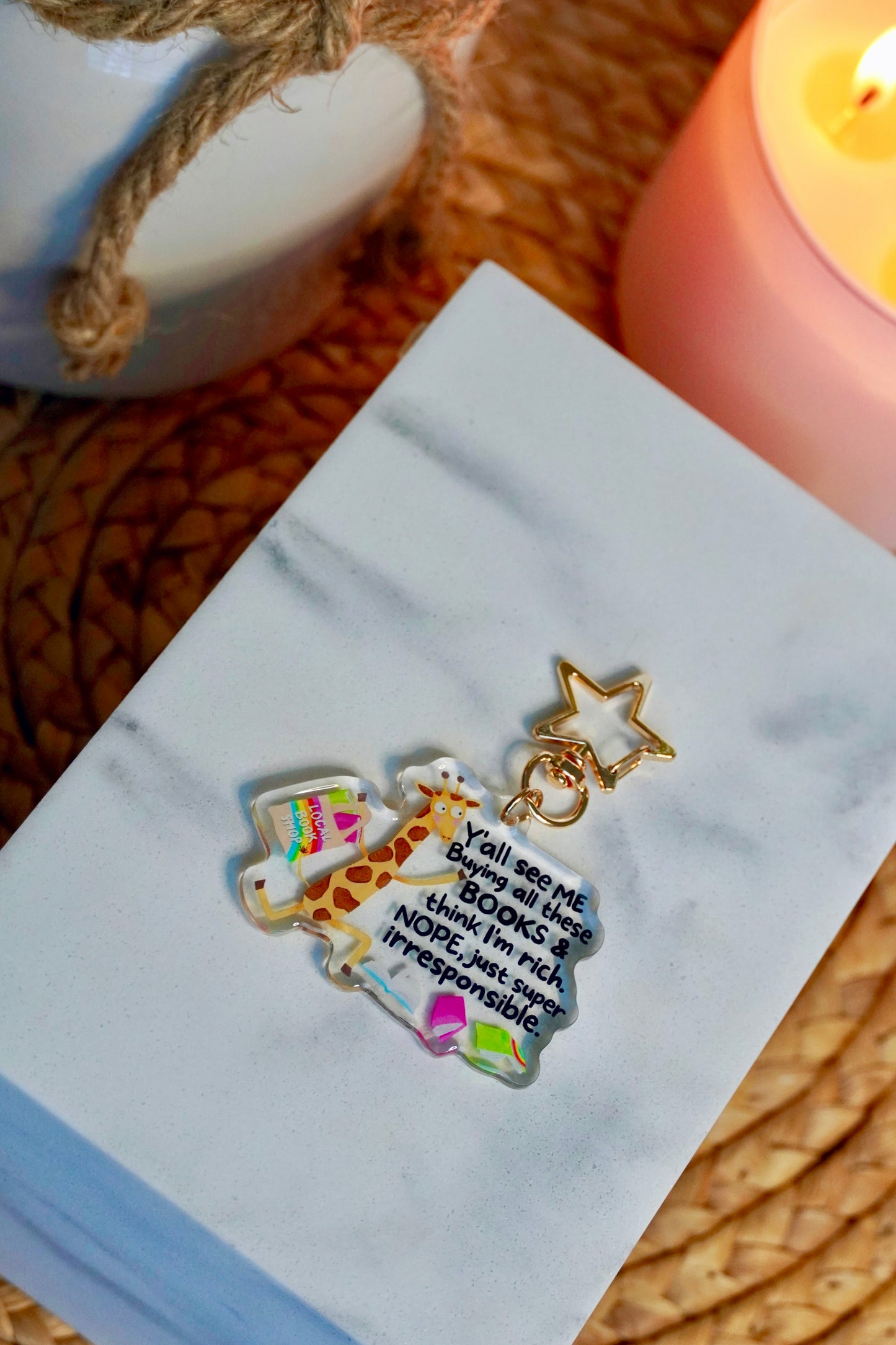 Y’all See Me Buying All These Books… Funny Giraffe Acrylic Keychain