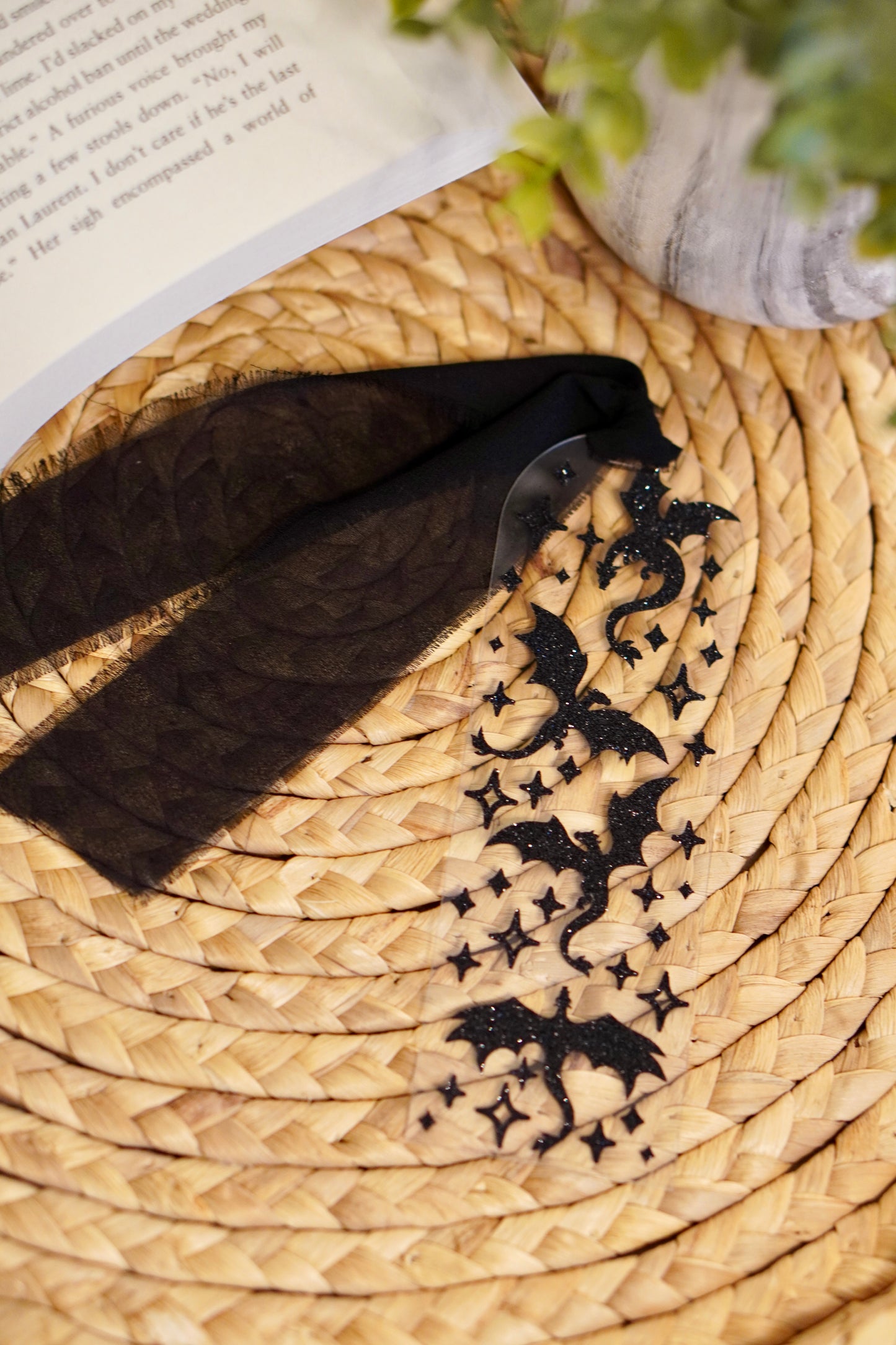 Midnight Glitter Dragons Acrylic Bookmark
