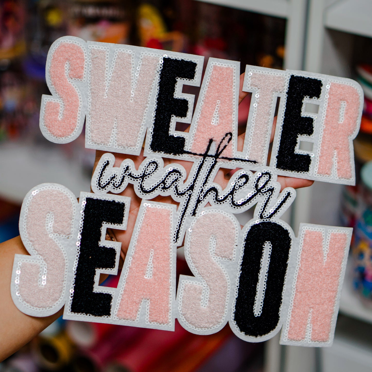 Sweater Weather Season Chenille/Sequin Patch