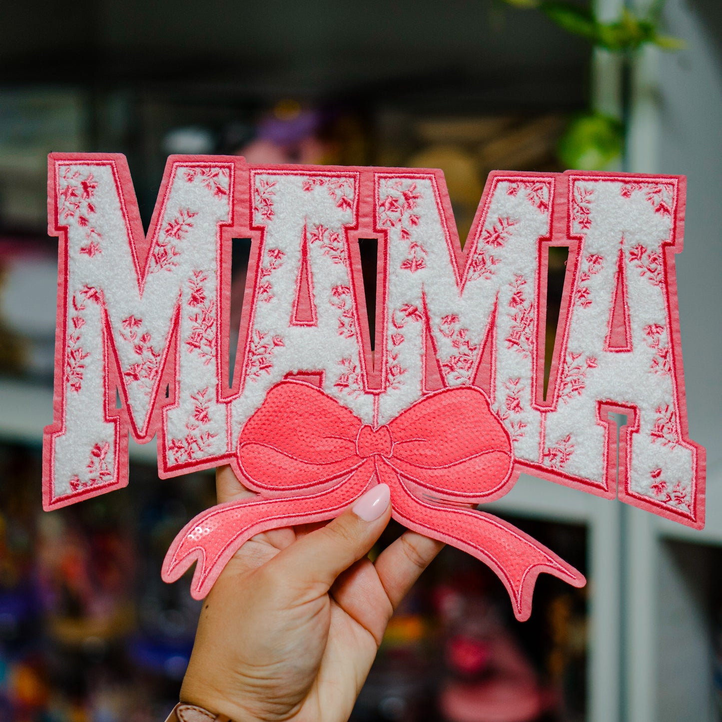 Mama Bow Chenille/Sequin Patch (2 Color Options)