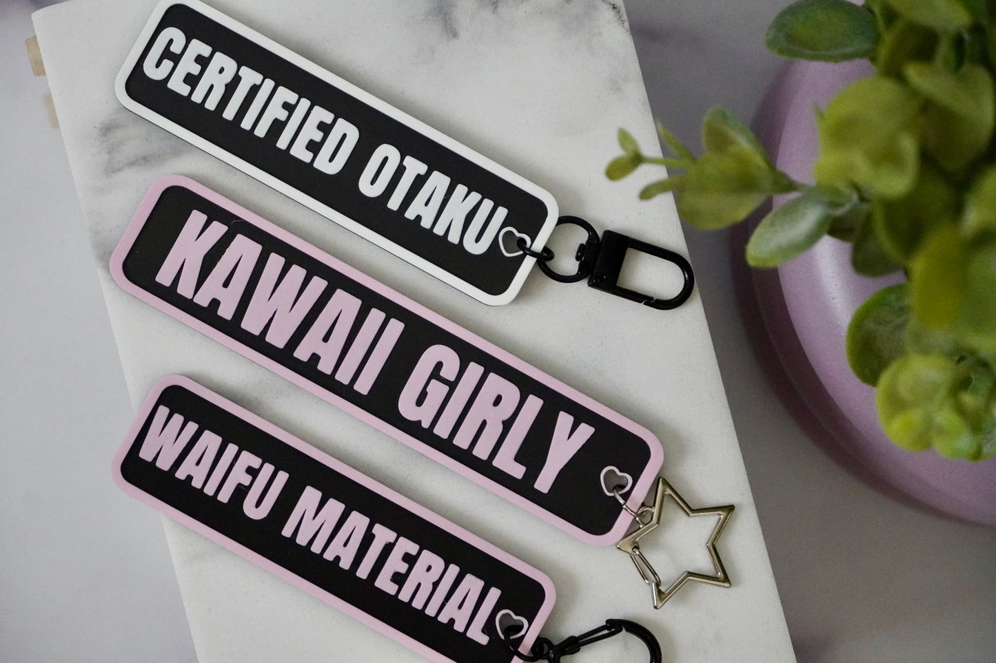 Waifu Material 3D Printed Keychain