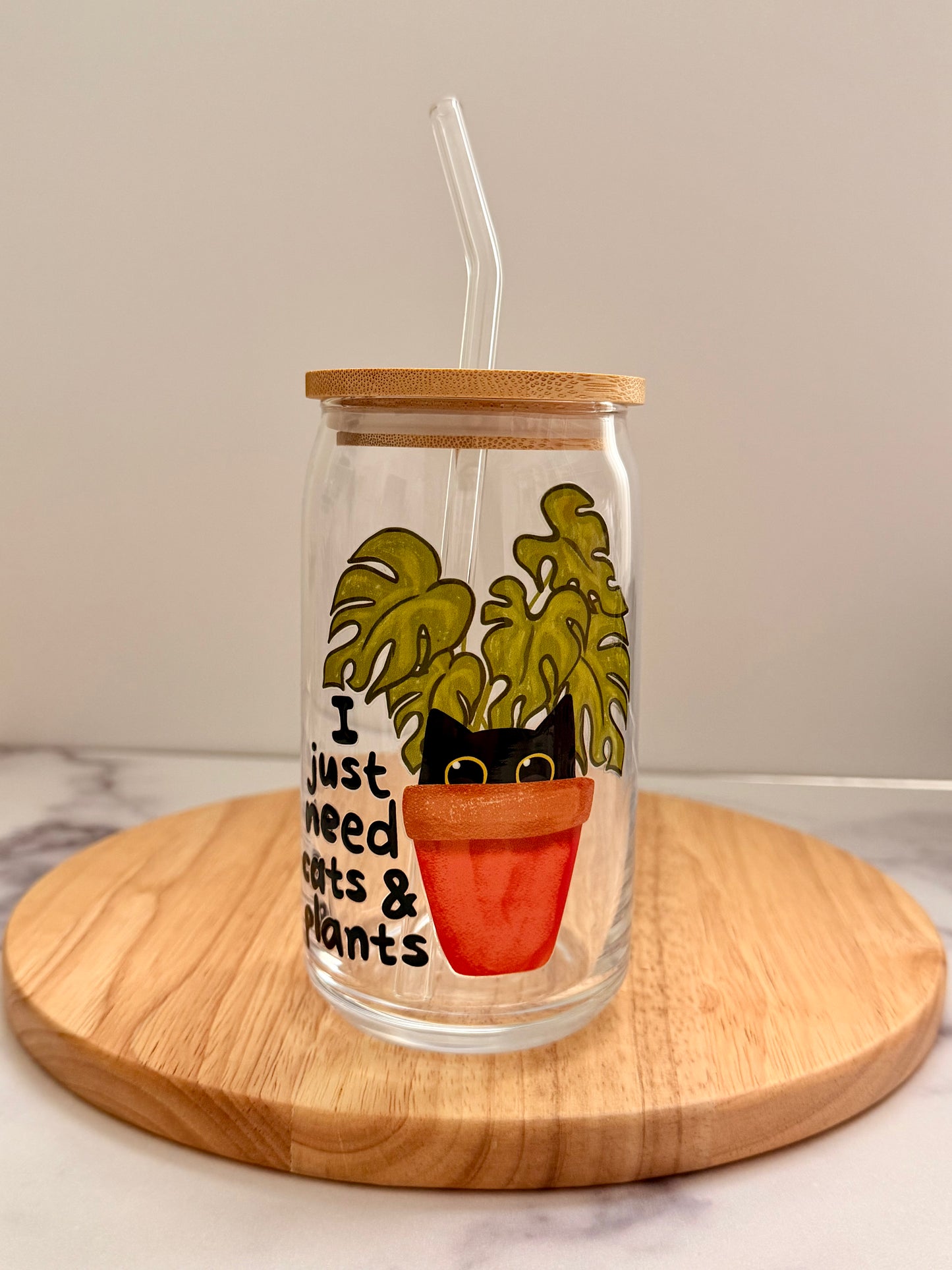 Cats & Plants ✨ Last of Its Kind ✨ 16 oz. Glass Cup