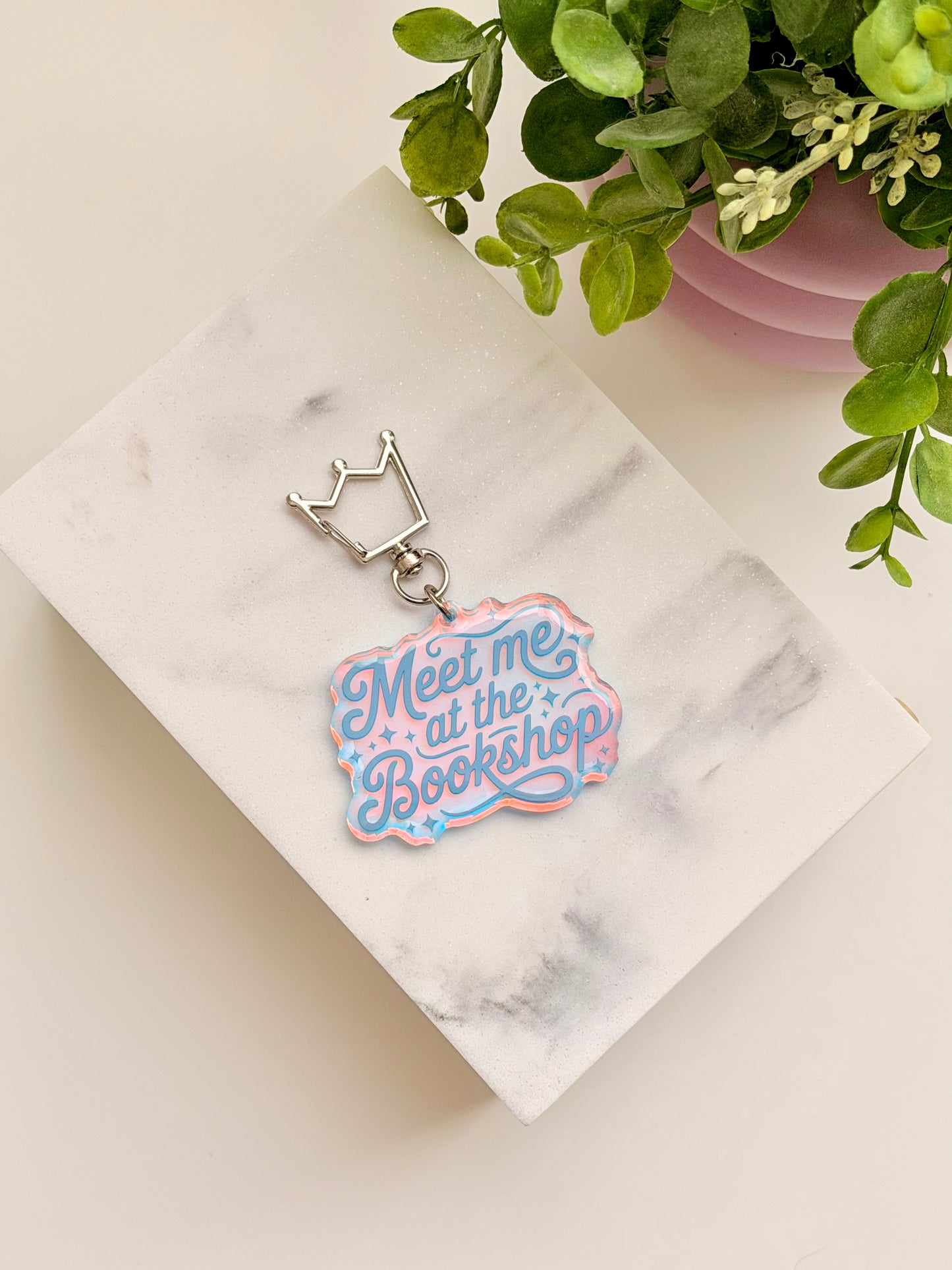 Meet Me at the Bookshop Iridescent Acrylic Keychain