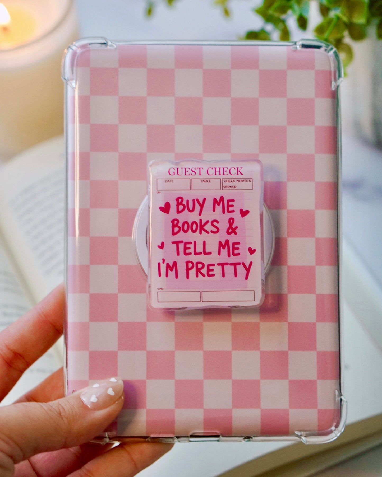 Buy Me Books & Tell Me I'm Pretty Pretty Pop | Kindle E-Reader Grip | MagSafe Grip | Kindle | Tablet | Phone