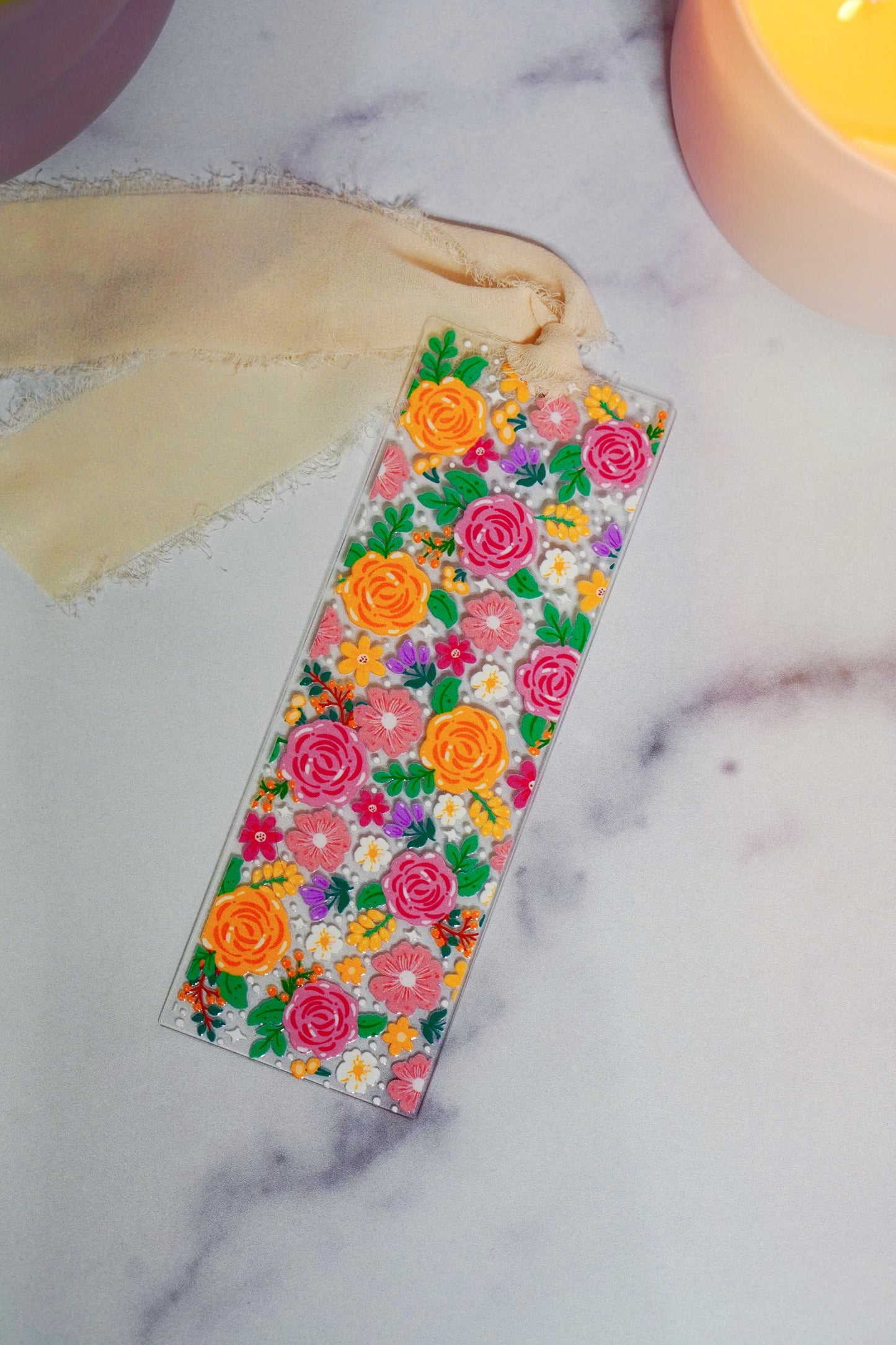 Beautiful Florals Acrylic Bookmark