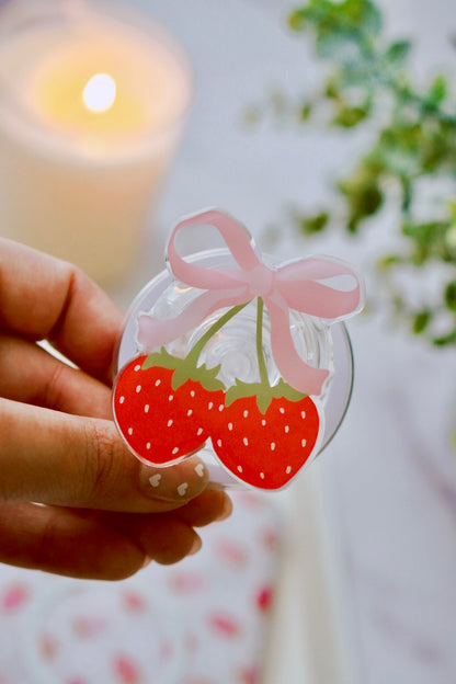Strawberry Bow Pretty Pop | Kindle E-Reader Grip | MagSafe Grip | Kindle | Tablet | Phone