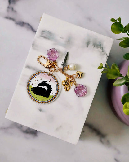 Sleeping Dragon Acrylic Circle Keychain