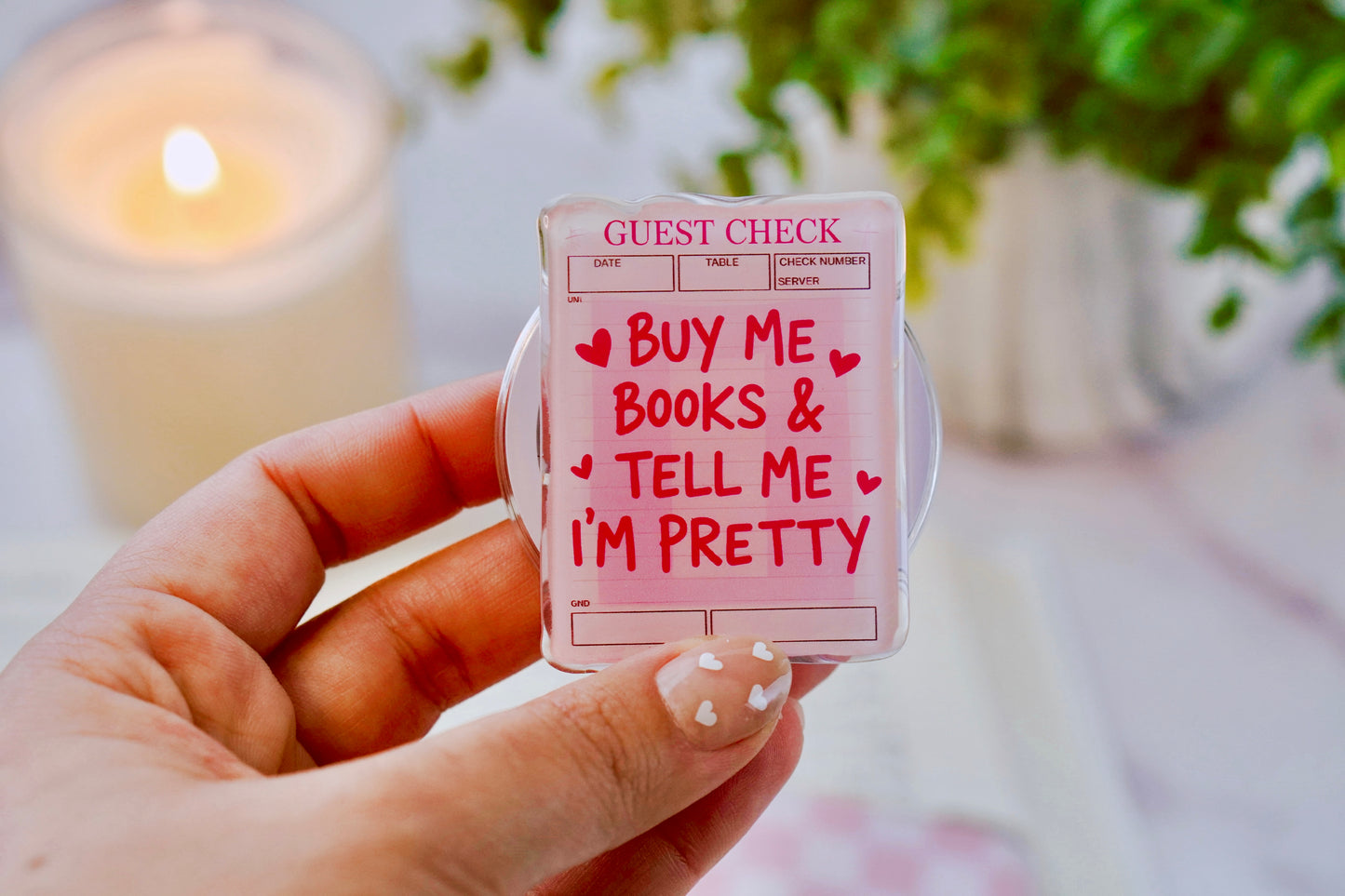 Buy Me Books & Tell Me I'm Pretty Pretty Pop | Kindle E-Reader Grip | MagSafe Grip | Kindle | Tablet | Phone