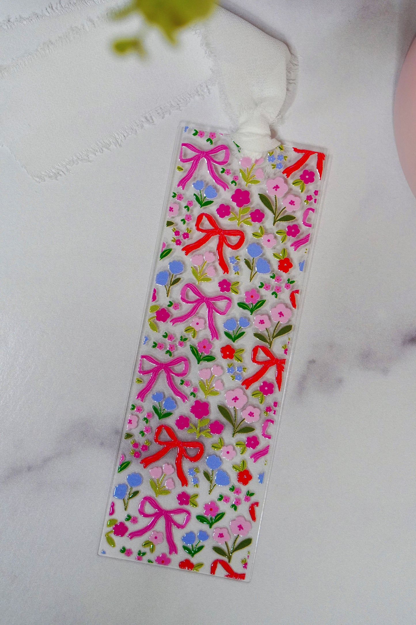 New Bow + Flowers Acrylic Bookmark