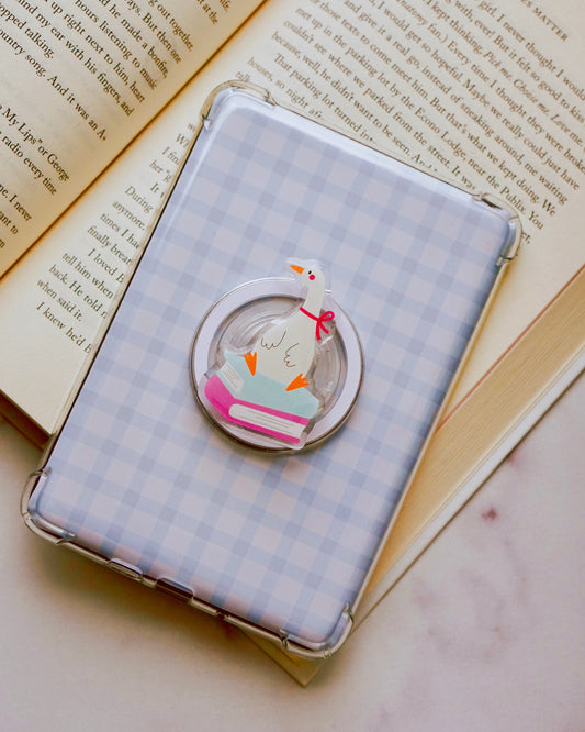 Silly Reading Goose Pretty Pop | Kindle E-Reader Grip | MagSafe Grip | Kindle | Tablet | Phone