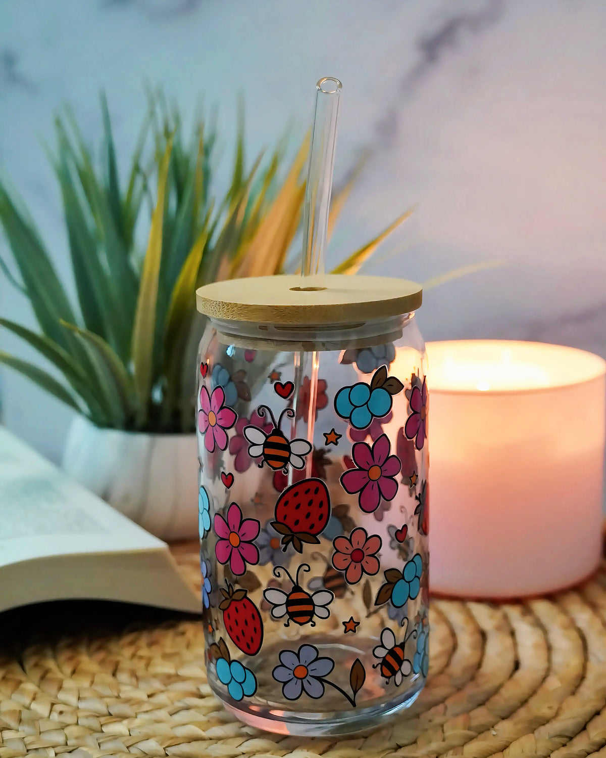 Fruits & Bees Iced Coffee Glass