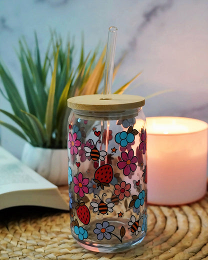 Fruits & Bees Iced Coffee Glass
