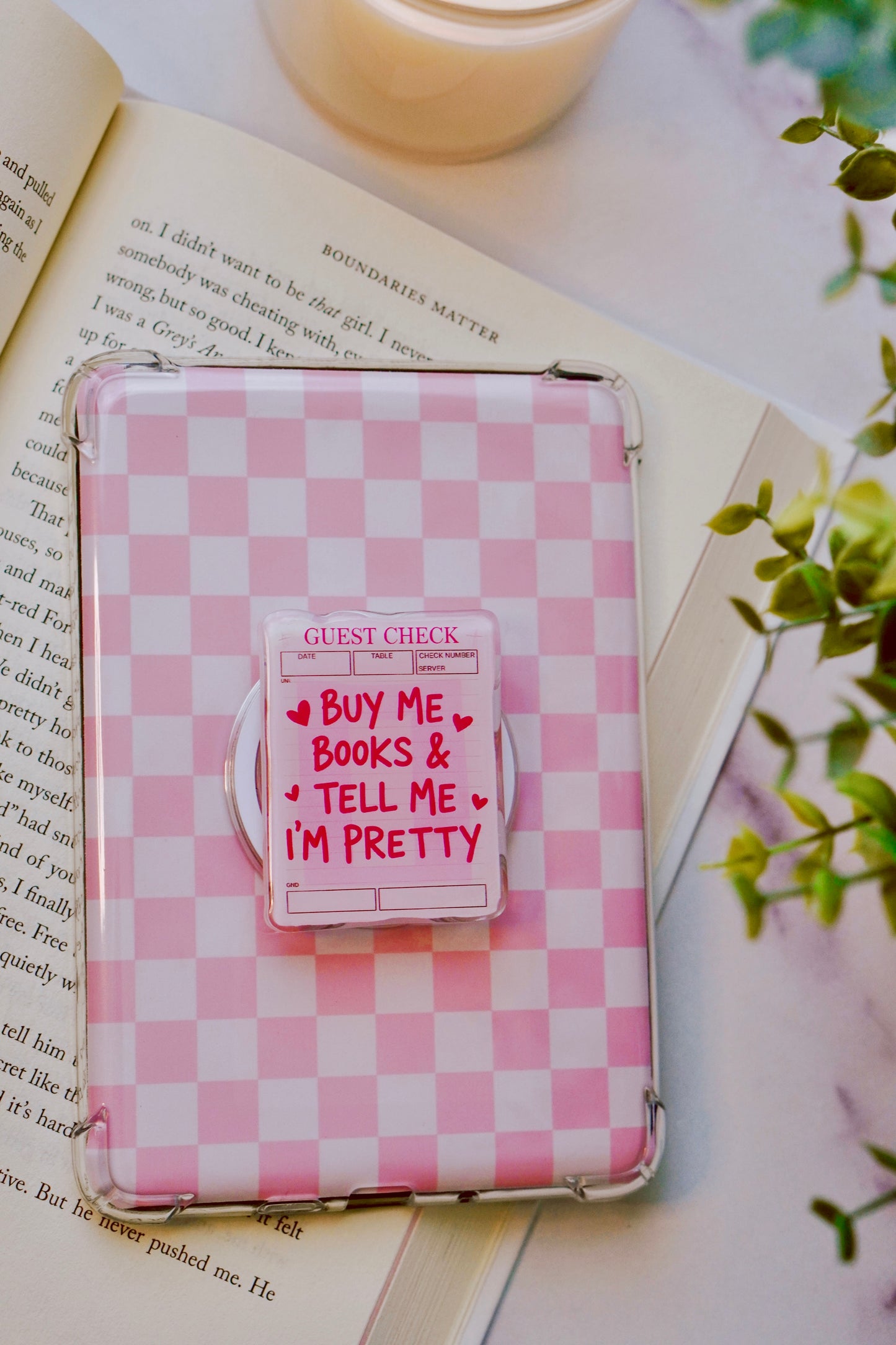 Buy Me Books & Tell Me I'm Pretty Pretty Pop | Kindle E-Reader Grip | MagSafe Grip | Kindle | Tablet | Phone