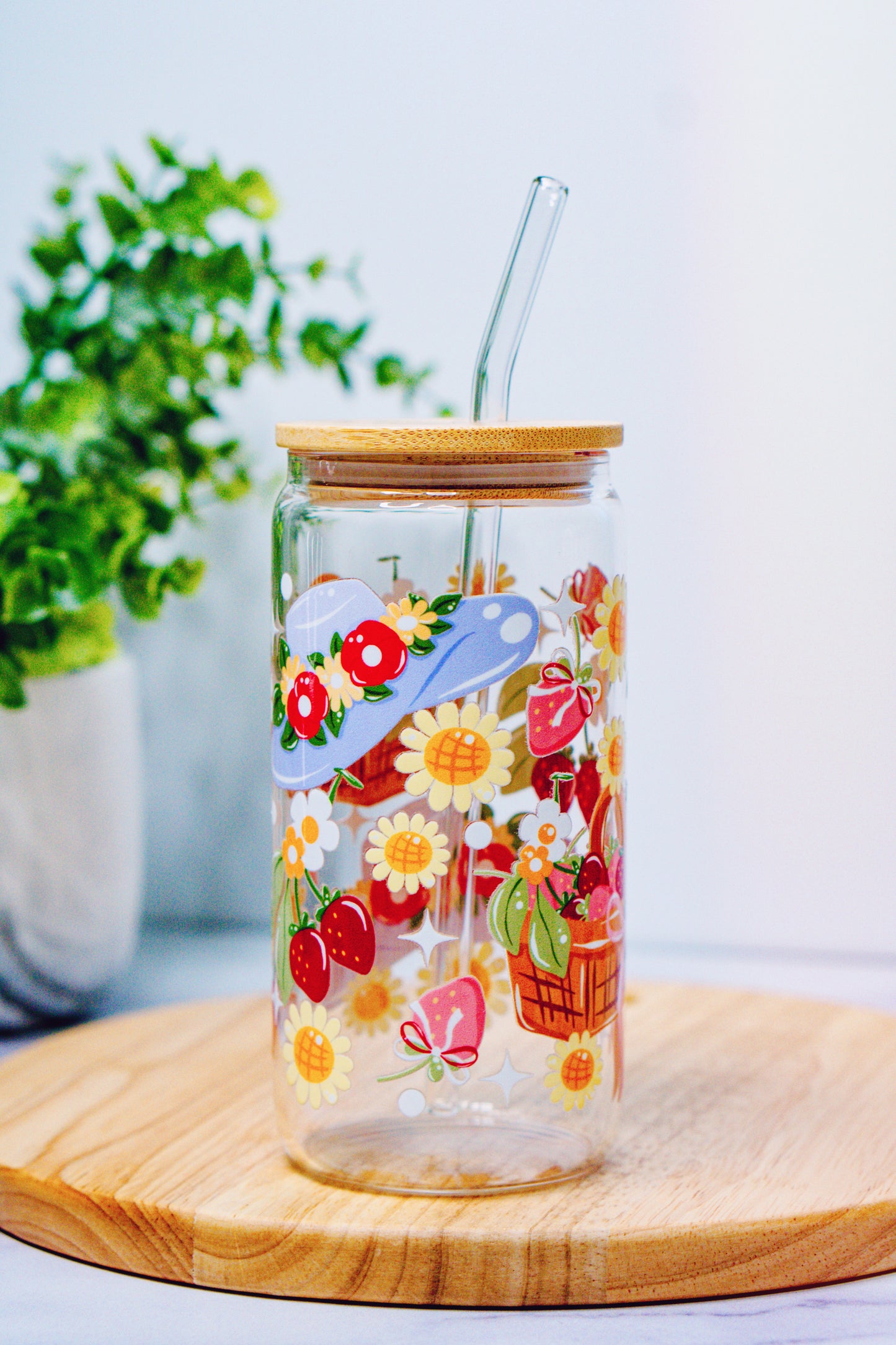 Spring Strawberry Paradise Iced Coffee Glass