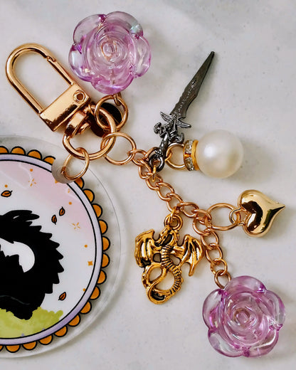 Sleeping Dragon Acrylic Circle Keychain