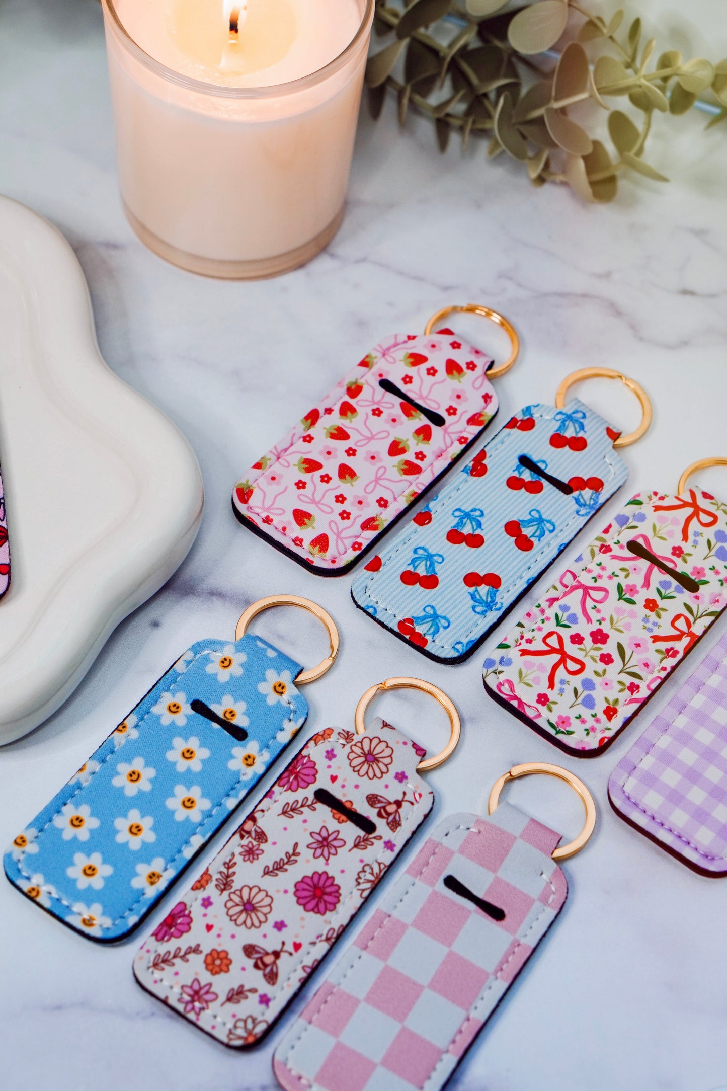 Floral Bow Lippie Keychain | Lip Balm Holder Keychain | Cute Purse Accessory