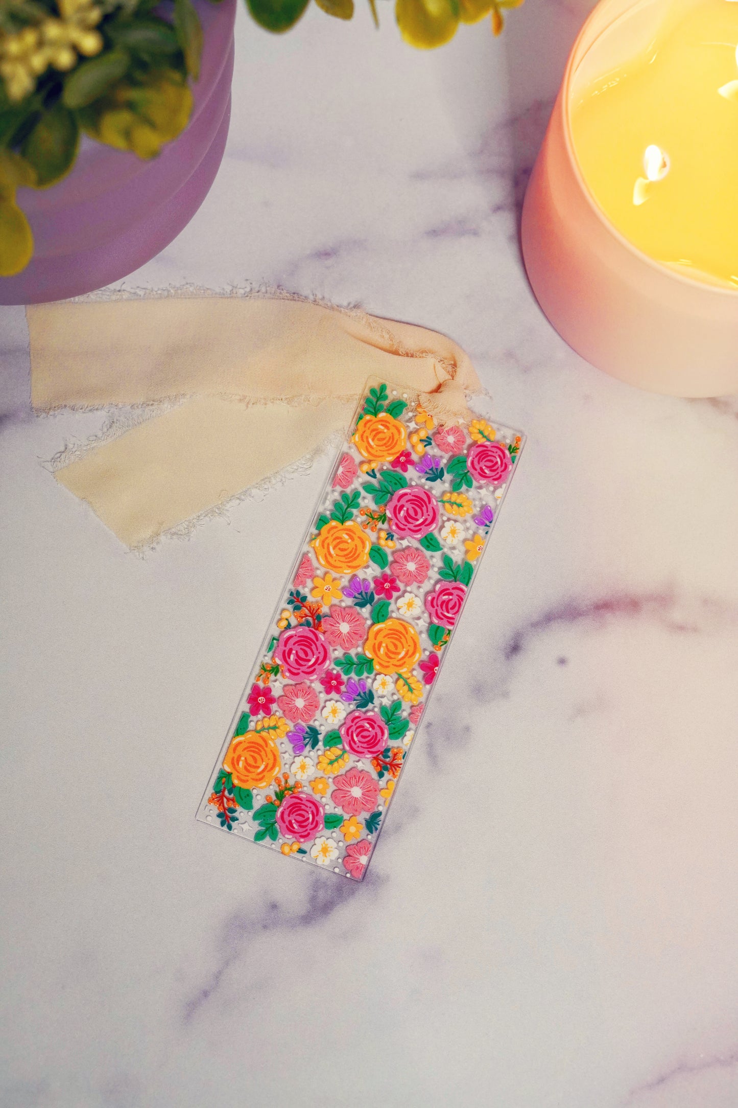 Beautiful Florals Acrylic Bookmark