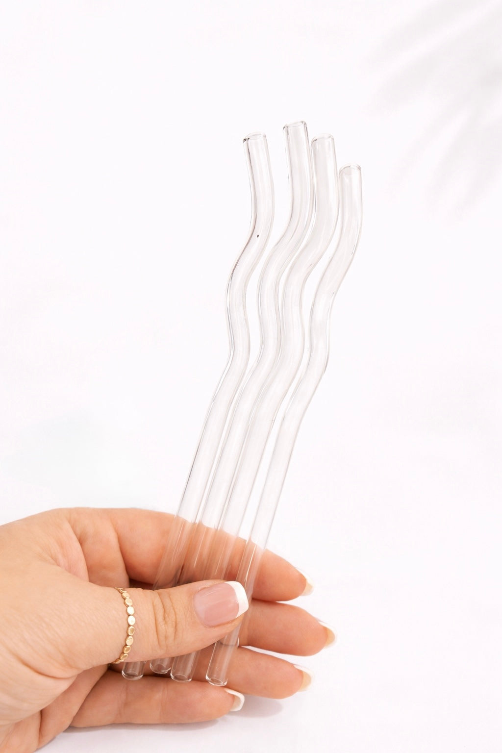 Clear Wavy Glass Straw