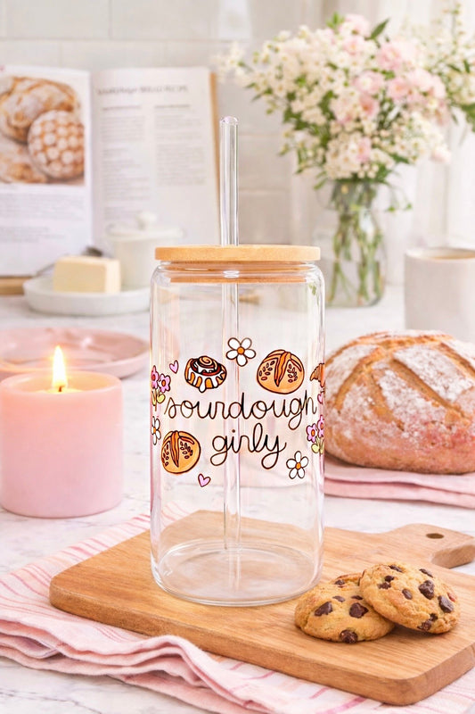 Sourdough Girly Iced Coffee Glass ✨LAST ONE✨