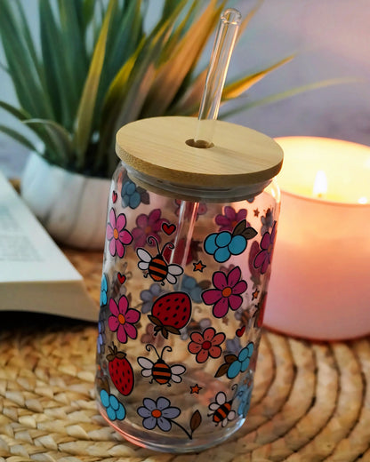 Fruits & Bees Iced Coffee Glass