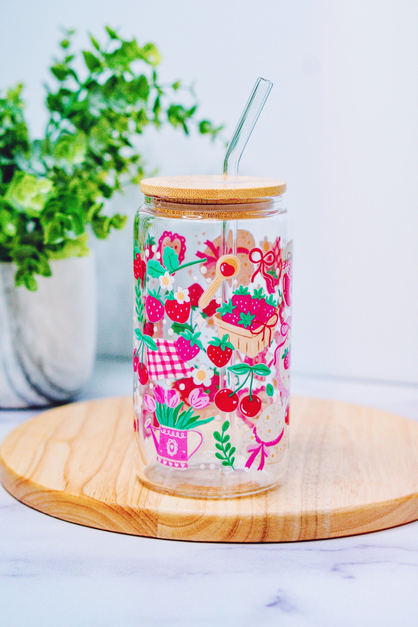 Strawberry Jam Iced Coffee Glass