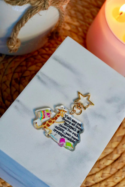Y’all See Me Buying All These Books… Funny Giraffe Acrylic Keychain