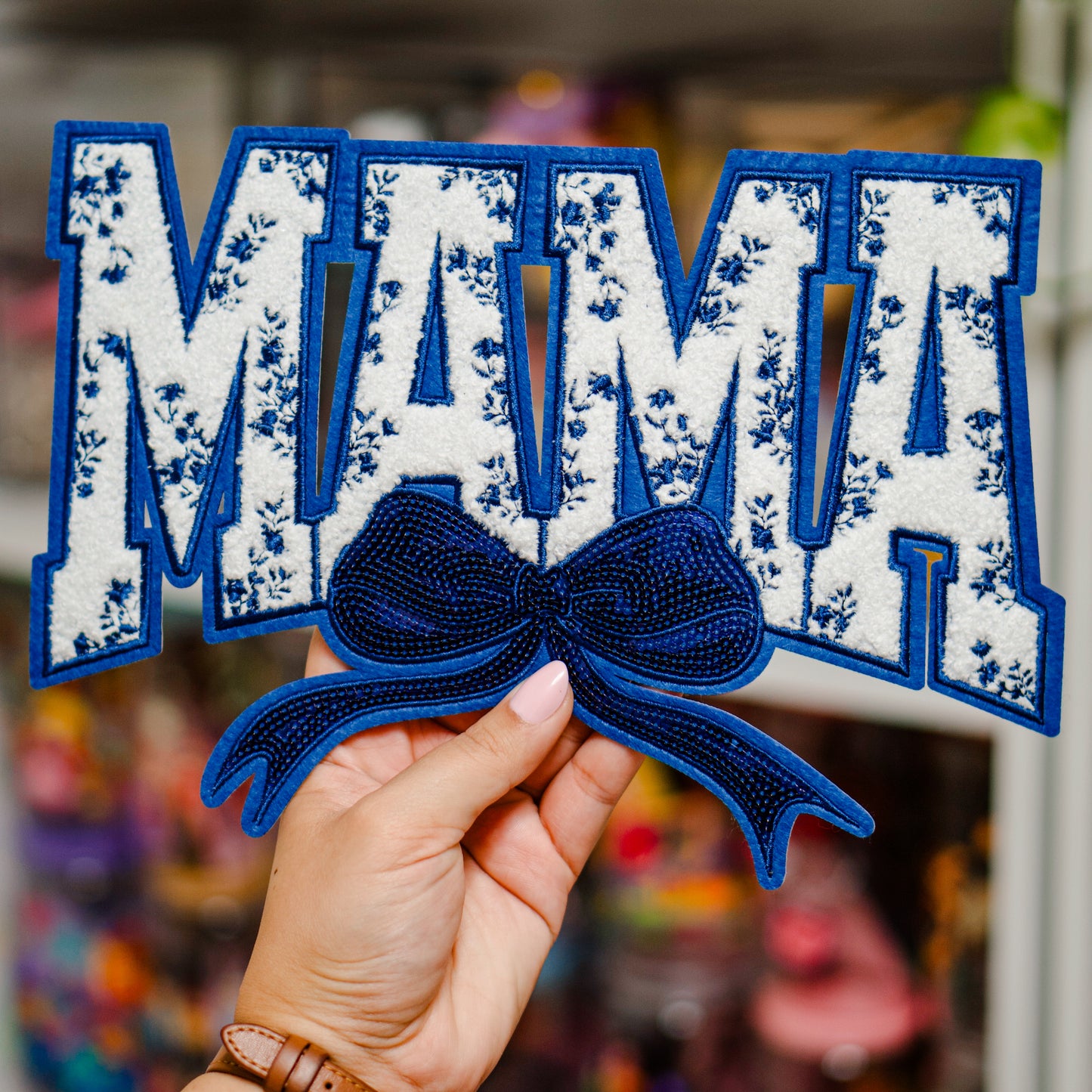 Mama Bow Chenille/Sequin Patch (2 Color Options)