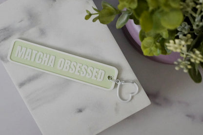 Matcha Obsessed 3D Printed Keychain