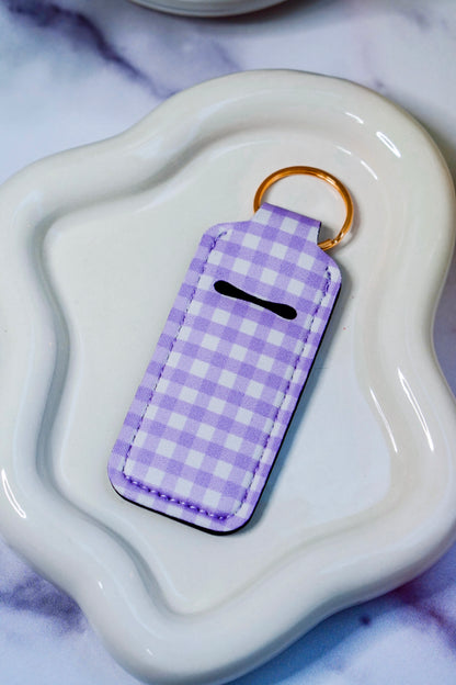 Lavender Plaid Lippie Keychain | Lip Balm Holder Keychain | Cute Purse Accessory