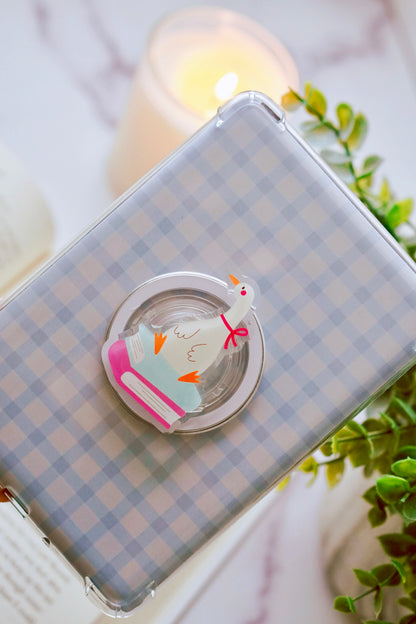 Silly Reading Goose Pretty Pop | Kindle E-Reader Grip | MagSafe Grip | Kindle | Tablet | Phone