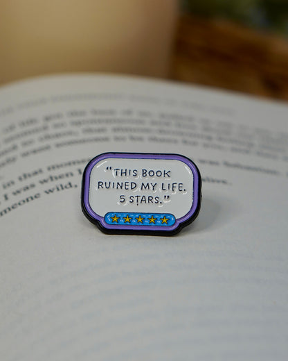 This Book Ruined My Life, 5 Stars Enamel Pin
