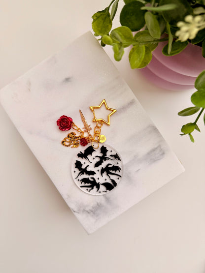 Black Dragon Charm Acrylic Circle Keychain