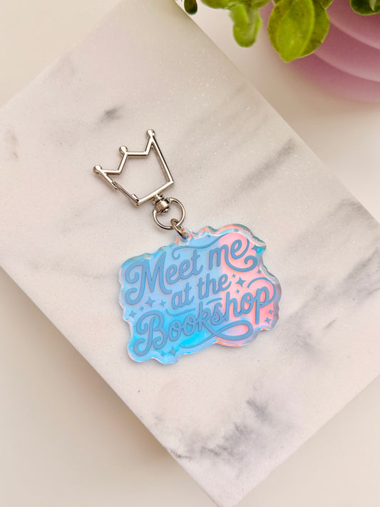 Meet Me at the Bookshop Iridescent Acrylic Keychain
