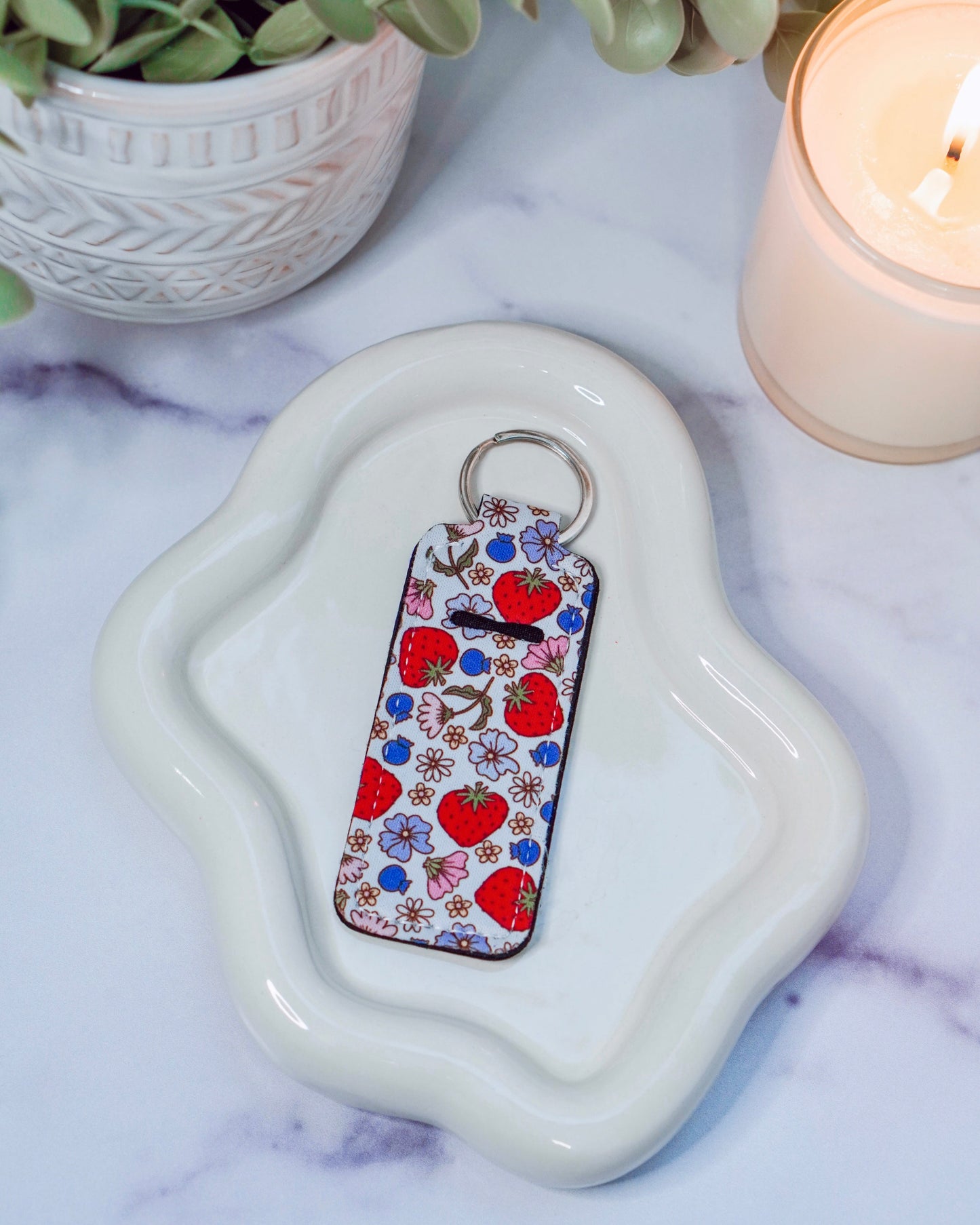 Strawberry & Blueberry Lippie Keychain | Lip Balm Holder Keychain | Cute Purse Accessory