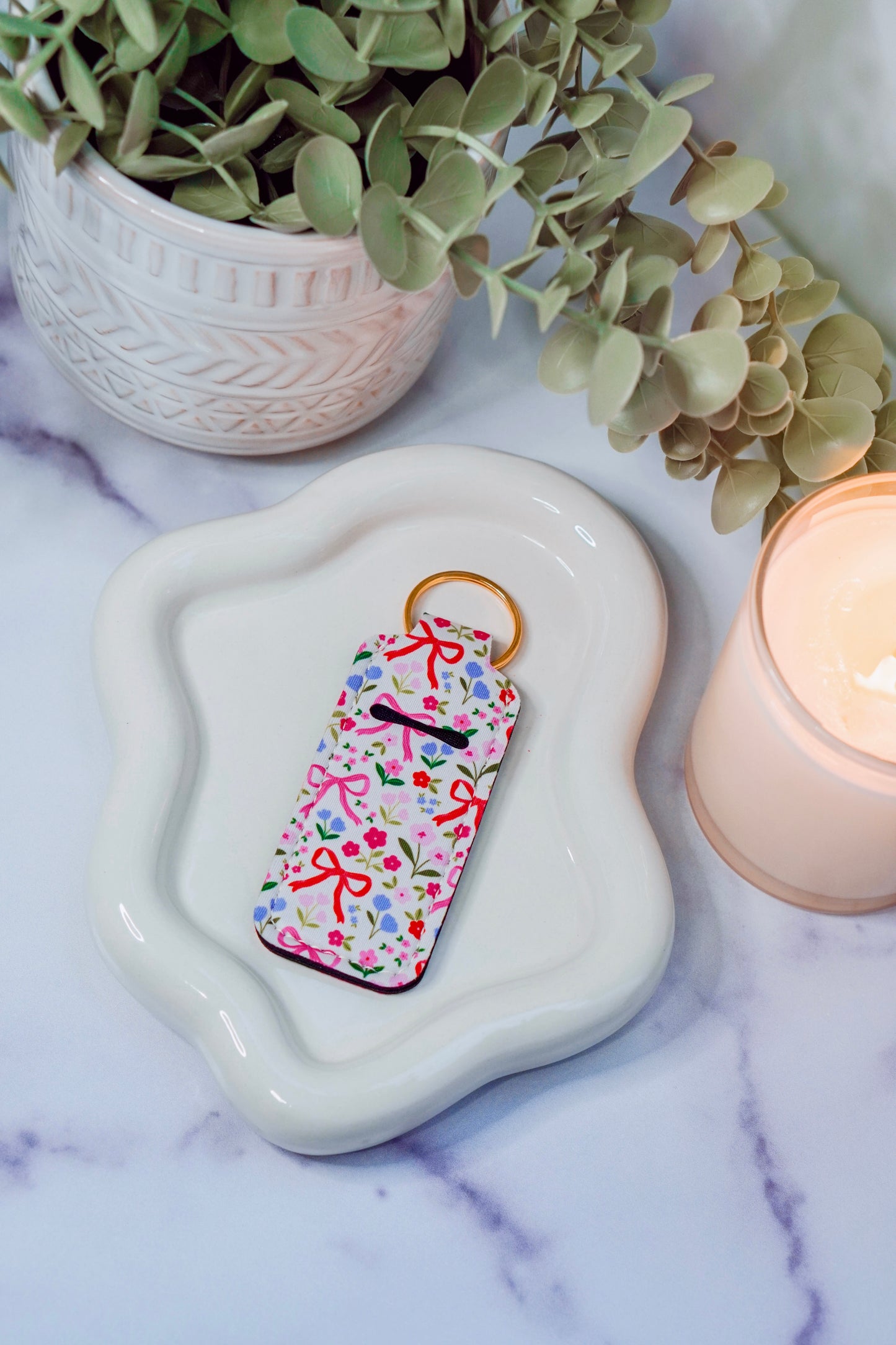 Floral Bow Lippie Keychain | Lip Balm Holder Keychain | Cute Purse Accessory