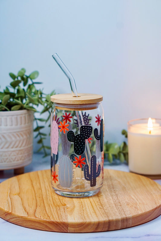 Cactus Trio Iced Coffee Glass