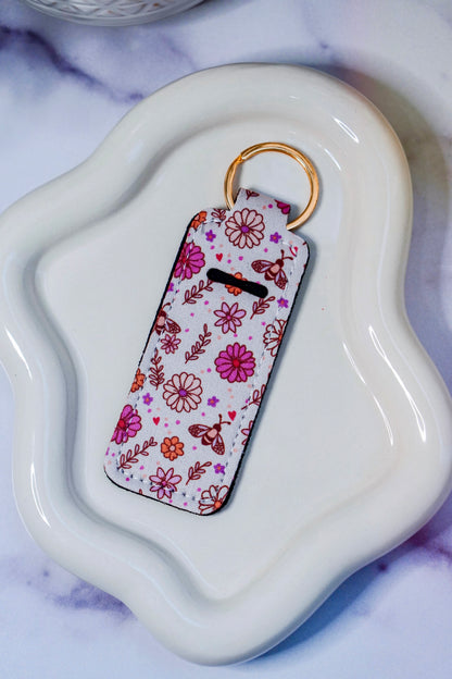 Bees + Flowers Lippie Keychain | Lip Balm Holder Keychain | Cute Purse Accessory