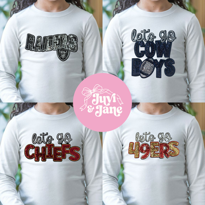 Kids Sequin Game Day Long Sleeve Shirts
