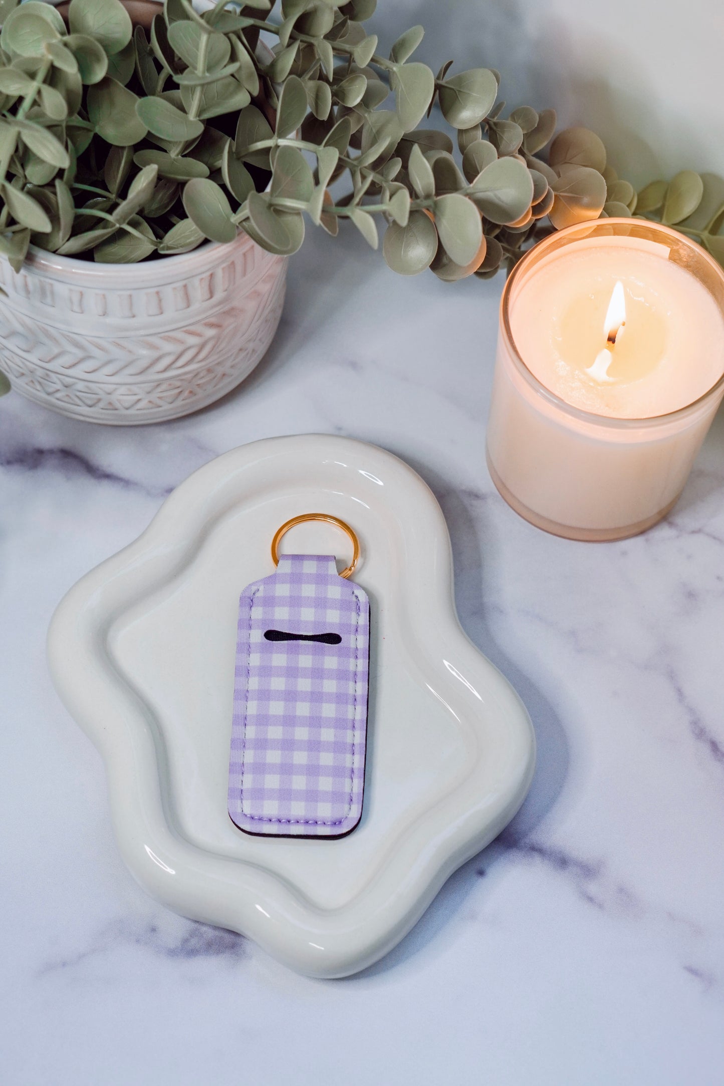 Lavender Plaid Lippie Keychain | Lip Balm Holder Keychain | Cute Purse Accessory