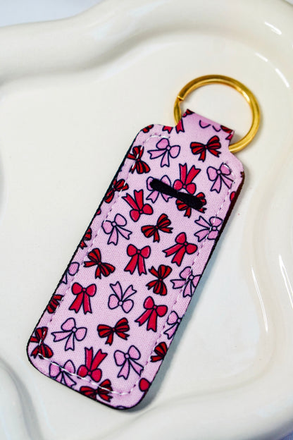 Pink & Red Bows Lippie Keychain | Lip Balm Holder Keychain | Cute Purse Accessory