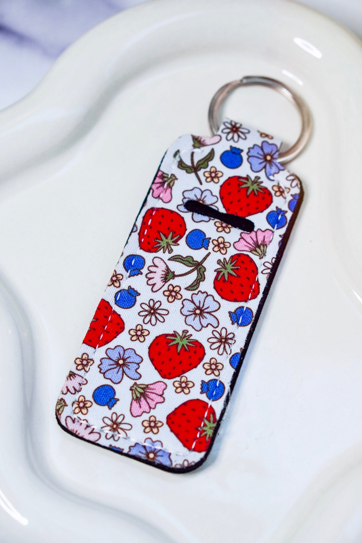 Strawberry & Blueberry Lippie Keychain | Lip Balm Holder Keychain | Cute Purse Accessory