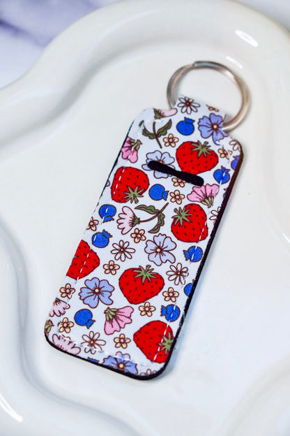 Strawberry & Blueberry Lippie Keychain | Lip Balm Holder Keychain | Cute Purse Accessory